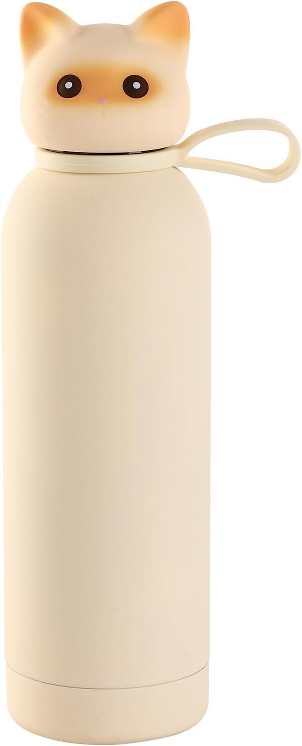 Vacuum Insulated Stainless Steel Water Bottle, Cute Cat Lid Tumbler for Cold & Hot, Coffee Travel Mug, Leakproof, Gifts, Y...