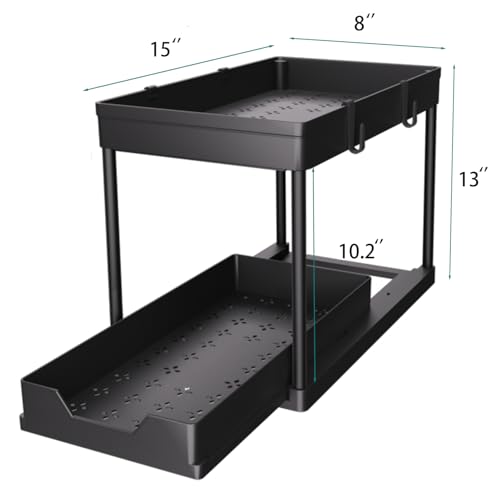 DEKAVA Under Sink Organizer 2 Pack, Bathroom Cabinet Organizer, 2 Tier Sliding Cabinet Basket Organizer Drawer, Multi-Purp...