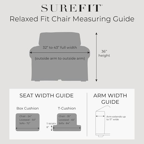 SureFit Duck 1 Piece T Cushion Chair Slipcover in Natural