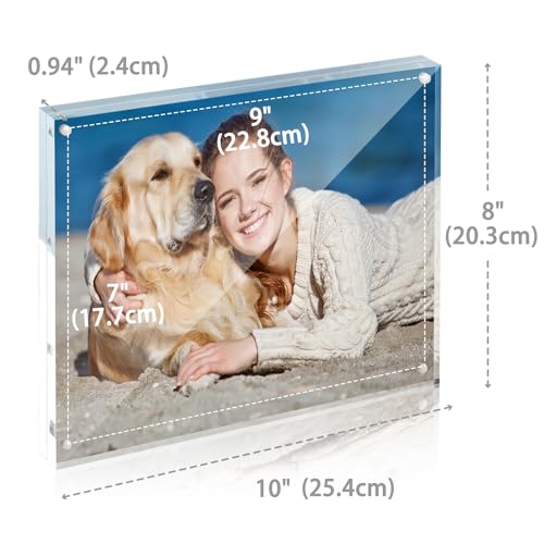 TWING Picture Frame, 8x10 Acrylic Photo Frames Horizontal Magnet Double Sided Photo Frame with Microfiber Cloth,12 + 12MM ...