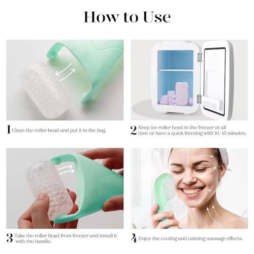 Ice Roller for Face and Gua Sha Set, Cooling & Firming Effect, Sculpting Tool for Jawline Skin Care Tools, Self Care Gift ...