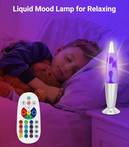AONESY Liquid Motion Lamps 17 Colors Changing Lamp with Remote, 13.5 Inch Small Relax Night Light for Kids Adults, Pink, B...