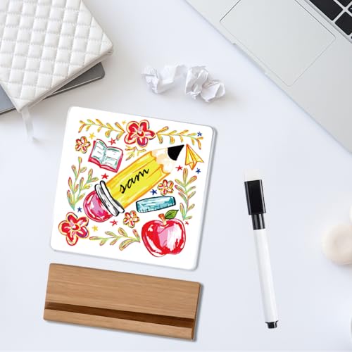 Personalize Name Teacher Appreciation Gifts Boho Floral Teacher Gifts for Women Teachers Pencil Sign Decor for Office Home...