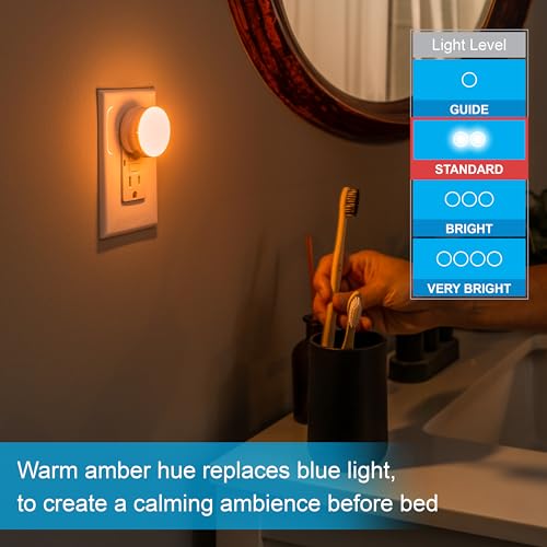 GE SleepLite LED Night Light, 2 Pack, Dusk-to-Dawn Sensor, Sleep Light, Dim Light, Warm Amber, Compact, Ideal for Bedroom,...