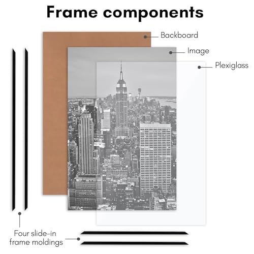 Americanflat 16x24 Poster Frame with Polished Front Cover - Slide-In Photo Frame with Buildable Molding - Fusion Collectio...