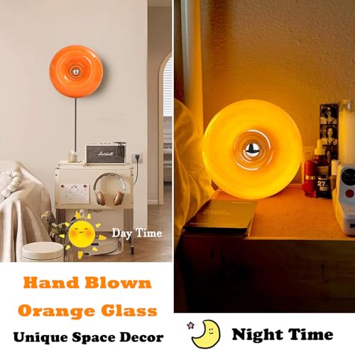Bofea-Modern Orange Donut Lamp,Plug-in Bedside Lamp Or Plug-in Wall Sconces,Mid Century Modern Decor Wall Mount Lamps,Crea...