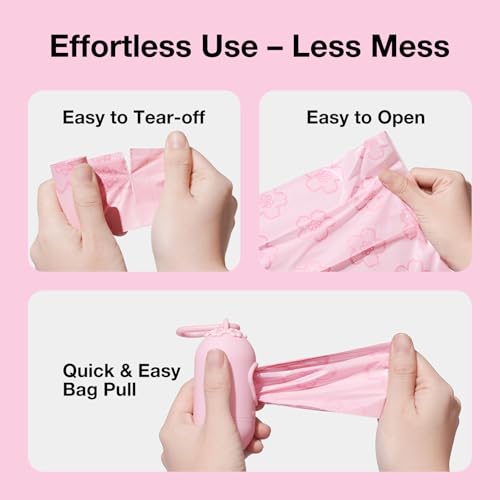 VETRESKA Dog Poop Bag Dispenser with Cherry Blossom Scented Poop Bags, Leak Proof and Extra Thick Pet Waste Bags, 1 Poop B...