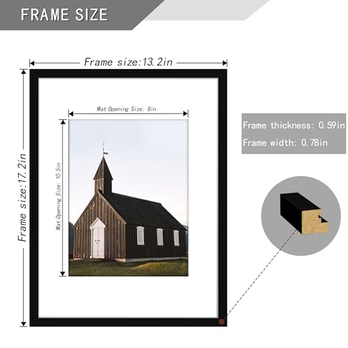 Picrit 12x16 Picture Frame Set of 4, Made of High Definition Real Glass, Display 8.5x11 with Mat or 12x16 without Mat, Pho...