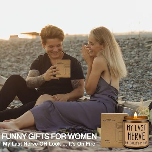 Homsolver Gifts for Women Men, Birthday Gifts for Women, Mom, Her, Him - My Last Nerve Lavender Candles - Funny Best Frien...