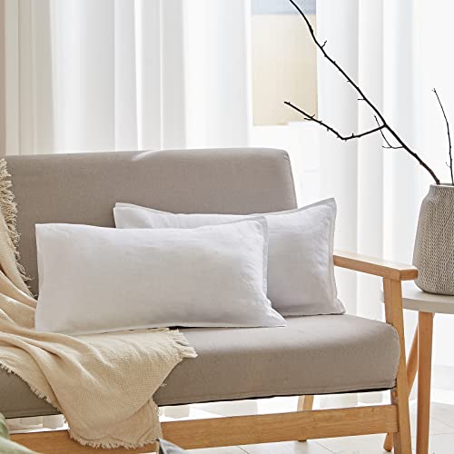 Simple&Opulence 100% Linen Lumbar Pillow Cover 12 x 20 Inches Set of 2 Rectangular Decorative Throw Cushion Cover for Couc...