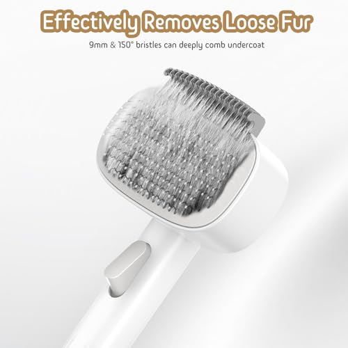 Dog & Cat Brush for Shedding, Self Cleaning Deshedding Brush with Adjustable Bristle Length & Dematting Comb, Skin Friendl...