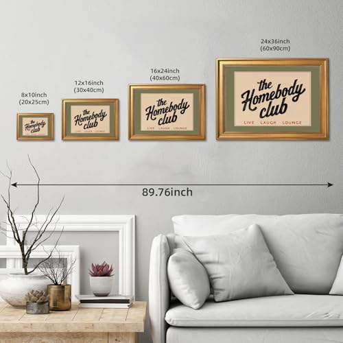 Ripiyome Gold Frame The Homebody Club Canvas Print Cozy Lifestyle Home Green Wall Art Vintage Typography Poster Painting A...