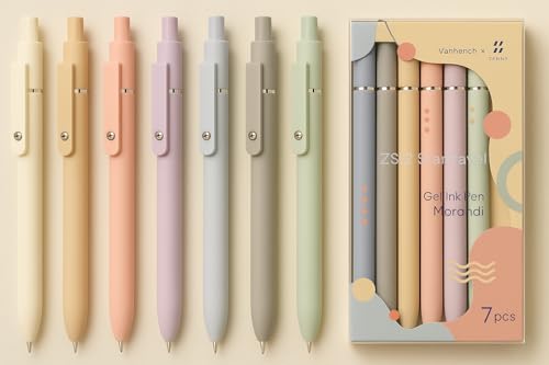 Vanhench 7Pcs 0.5 mm Black Ink Gel Pens Fine Point Smooth Writing Quick Dry Pen for Nurses Teacher Journaling Note Office ...
