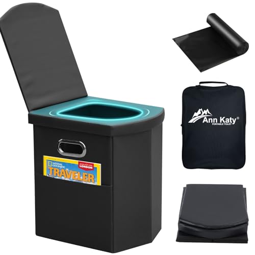 Ann Katy Upgrade XL Portable Toilet for Adults, Extra Large Portable Travel Floding Toilet, Camping Tall Toilets with Lid ...