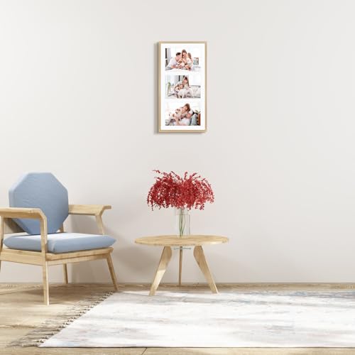 Golden State Art, 5x7 Aluminum Collage Frame, Displays 7x5 Pictures With 3 Openings Mat or One 8.5x16.3 Photo, Real Glass,...