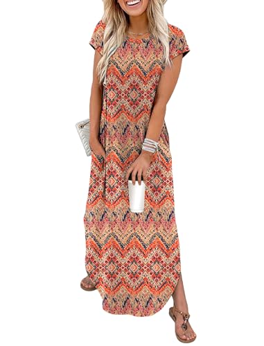 WIHOLL Summer Dresses Cap Sleeve Crewneck Maxi Long Casual Dress with Pockets Beach Vacation Sundresses 2026 Trendy