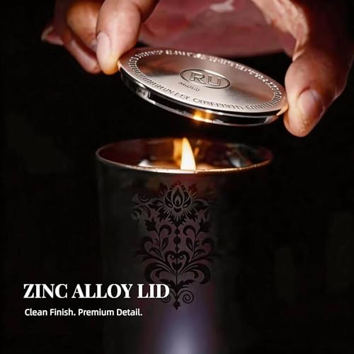 Luxury Black Crystal Candle Gift Set for Men – 3 Pack 7oz Soy & Beeswax Candles with Real Natural Crystals, Zinc Alloy Lid...