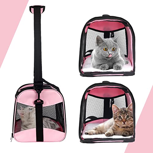 Cat Carrying Case - Pet Carrier Airline Approved, Protable and Breathable Pet Travel Carrier Removable Fleece Pad, Collaps...