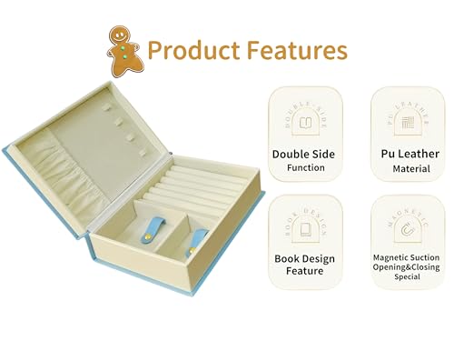WEIKIMFF PU Leather Book Jewelry Organizer Box with Magnetic Closure, Stylish Jewelry Box for Women and Girls,Travle Jewel...