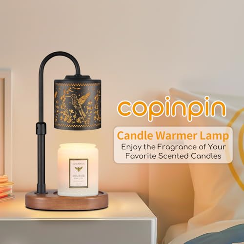 copinpin Dimmable Candle Warmer Lamp with Timer Adjustable Height for Scented Jar Candles Electric Candle Wax Melt Warmer ...