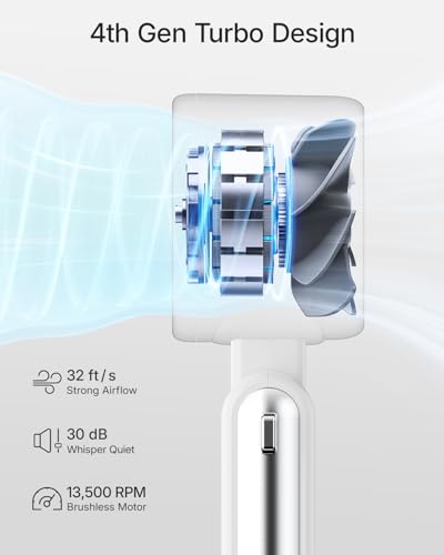 Bearwind Portable Handheld Turbo Fan - 5 Gear High Speed 4000mAh Rechargeable Mini Personal Hand Fan Blow Cold Air, Batter...
