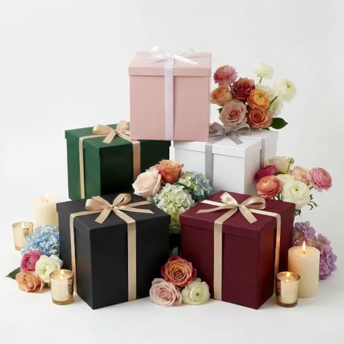 UoeRing Matte Black Large Gift Box 1Pcs 12x12x11 Inch,Gift Box with Lid for Presents Birthdays,Christmas Valentine's Day,M...