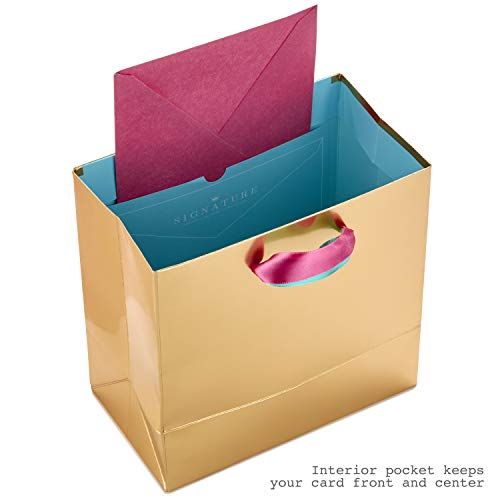 Hallmark Signature 7" Medium Gift Bag with Tissue Paper (Hooray; Gold with Pink, Teal, Purple Confetti) for Bridal Shower...