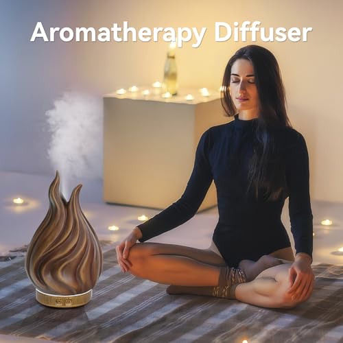 200ml Essential Oil Diffuser for Home, Wood Grain Cover Aromatherapy Diffuser, Cool Mist Humidifier with Safe Auto Shut-Of...