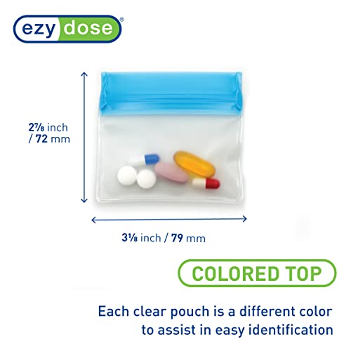 EZY DOSE Reusable 7-Day Pill Pouch Set, Durable Multi-Purpose Travel-Sized Containers, Includes Colors for Easy Identifica...