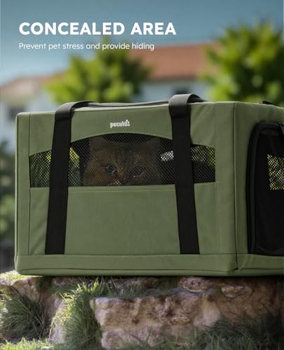 Pecute Cat Carrier Stable, Pet Carrier with Hidden Anxiety Relief Partition & Stable Steel Frame, Safe Cat Carrier for Car...