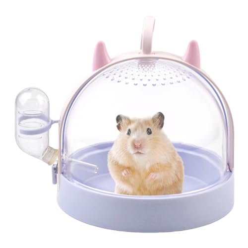 MUYG Portable Hamster Cage with Water Bottle,Hamster Carrier Cage High Permeability Travel Carry Cage Case for Gerbils Mic...