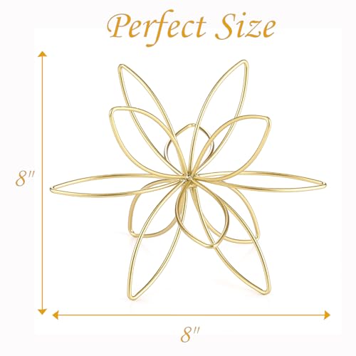 MOCOME 8" Gold Decorative Sphere, Metal Floral Tabletop Sculpture, Abstract Tabletop Decorative Ball for Home Metal Sphere...