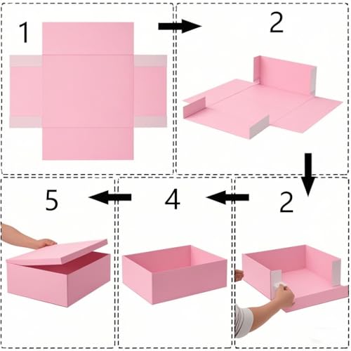 UoeRing 1Pcs Pink Extra Large gift box with lids 16.5×13×8 Inches gift boxes for presents,Birthday Box (include Ribbon, Pa...