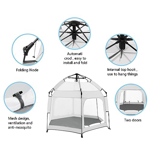 Bend River Baby Playpen with Canopy, Portable Baby Beach Tent, Toddler Play Yard Indoor and Outdoor, Foldable Mosquito Net...