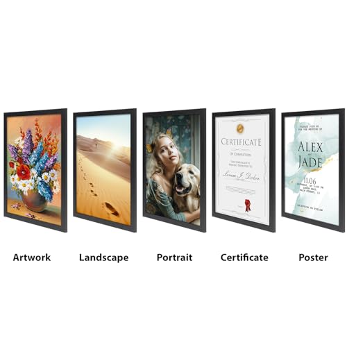HORLIMER 8.5 x 11 Picture Frame Set of 12, Black Photo Frames 8.5 by 11 for Certificate Diploma Document, Wall Hanging or ...