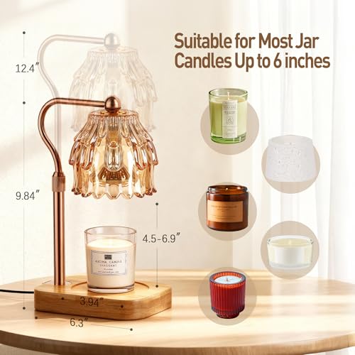 Candle Warmer Lamp with Timer - Flower Electric Wax Melter Warmer Adjustable Height for Jar Candles, Gift for Women, Mom, ...