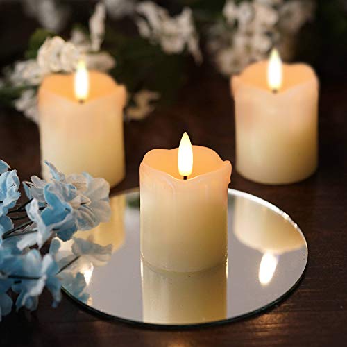 Homemory Flameless Votive Candles with Timer, 2" x 2" Real Wax, 400+Hour Realistic Black Wick Battery Operated Candles, Se...