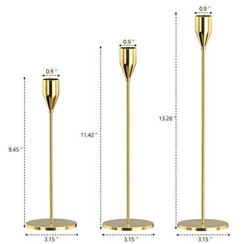 SUJUN Candle Holders Set of 3 for Taper Candles, Decorative Candlestick Holder for Wedding, Dinning, Party, Fits 3/4 inch ...