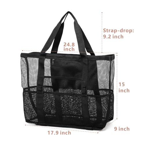 F-color Mesh Beach Bag - Large Beach Tote for Cruise Travel, Toys Pool Bags for Family Vacation Essentials