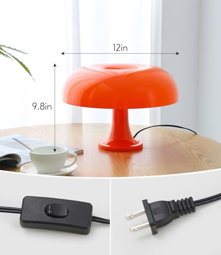 Anykonio Orange Mushroom Lamp, Mid Century Modern Table Lamp for Bedroom, Minimalist Mushroom Decor Bedside Small Lamps, 2...
