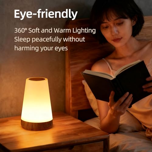ZWOTNDT Night Light, Dimmable Touch Lamp and Remote Control, 13 RGB Colors & 5 Brightness, Rechargeable Bedside Table Lamp...
