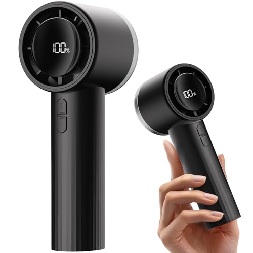 SWEETFULL Portable Handheld Fan Rechargeable - 6 Gear High Speed Powerful Mini Turbo Fan with Flashlight, Digital Display,...