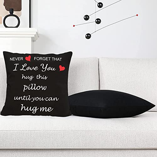 Anrkets Two Sided Printing Lover Pillow Cover I Love You Hug This Pillow Until You Can Hug Me, Valentine's Day Birthday Gi...