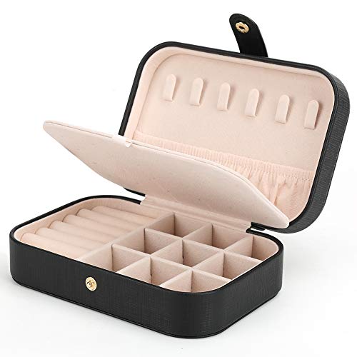 FEISCON Small Jewelry Box Necklace Ring Storage Organizer Mini Jewelry case Double Layer Travel Jewelry Organizer for Wome...