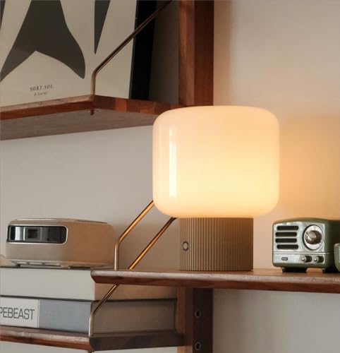 MAGCHARM Halo Mushroom Lamp, 5W Cute Cordless Rechargeable Table Lamp with Glass Shade, 3 Color Temps LED Dimmable Ambient...