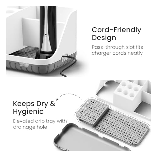Boperzi Electric Toothbrush Holders with Cord Slots: Detachable Toothbrush and Toothpaste Holders, Large Tooth Brush Stora...