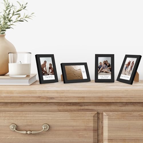Americanflat 2x3 Picture Frame - Set of 4 - Use as 2x3 Frame for Instant-Print Photos - Black Mini Picture Frames for Tabl...