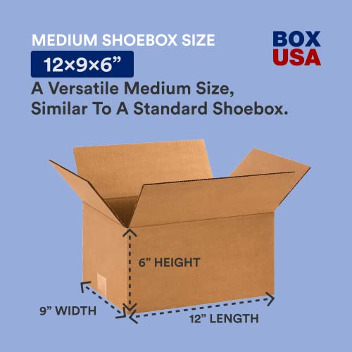 BOX USA Shipping Boxes 12"L x 9"W x 6"H, 25-Pack Small Corrugated Cardboard Boxes for Shipping, Mailing, Packing, Packagin...