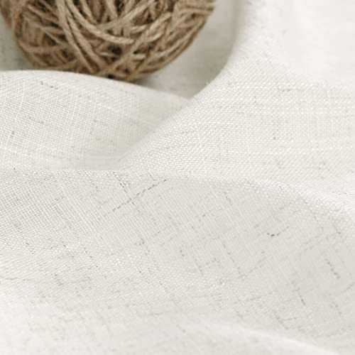 Cream Linen Back Tab Curtains 84 Inch Length for Living Room 2 Panel Set Neutral Modern Farmhouse Window Privacy Semi Shee...