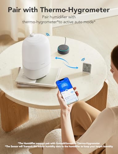 GoveeLife Smart Humidifiers for Bedroom, 3L Top Fill Cool Mist Humidifiers with Essential Oil Diffuser, Humidity Control, ...